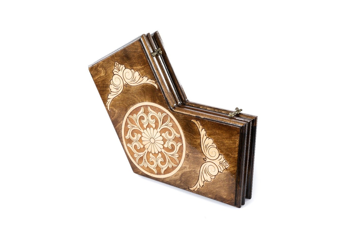 Wooden Ornamental Backgammon Board for Three Players 15.7" | 40 cm - Unumperfectus