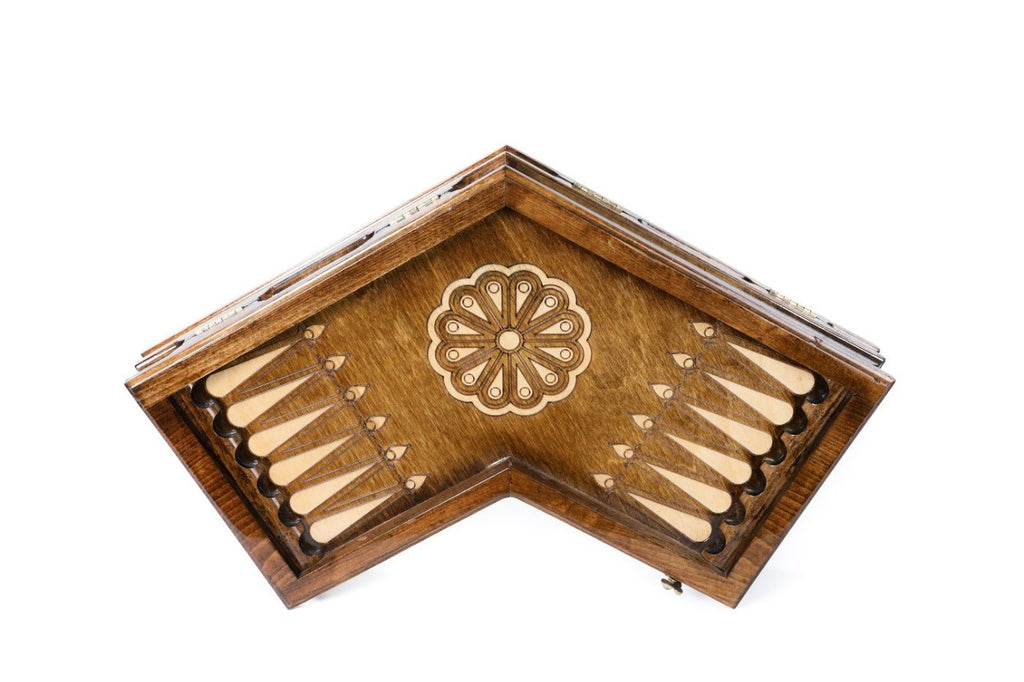 Wooden Ornamental Backgammon Board for Three Players 15.7" | 40 cm - Unumperfectus