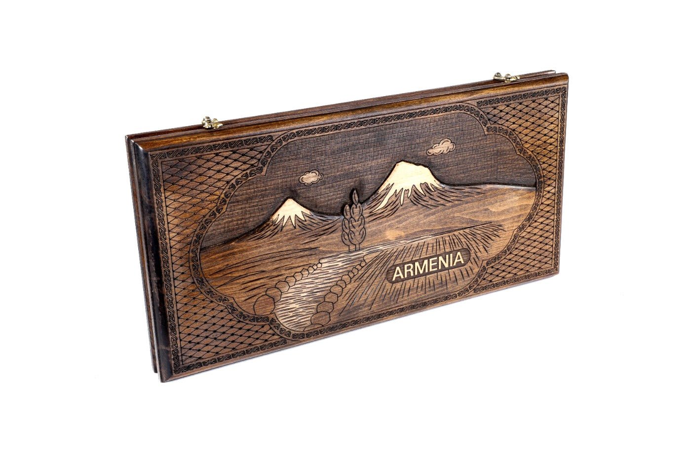 Armenian Carved Wooden Backgammon Board With Mount Ararat 23.6" | 60 cm - Unumperfectus