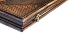 Armenian Carved Mount Ararat backgammon board - close-up of the carved design