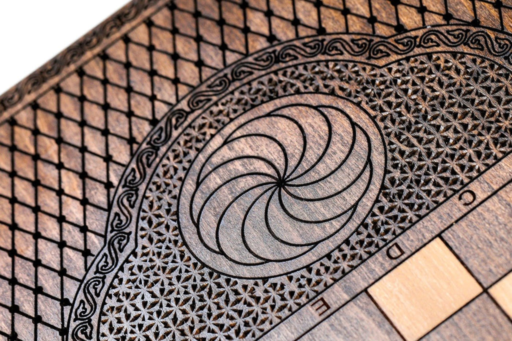 Armenian Carved Wooden Backgammon Board With Mount Ararat 23.6" | 60 cm - Unumperfectus