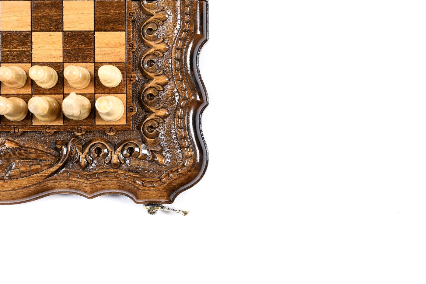 Armenian Carved Chess Set & Backgammon Board 11.8" | 30 cm