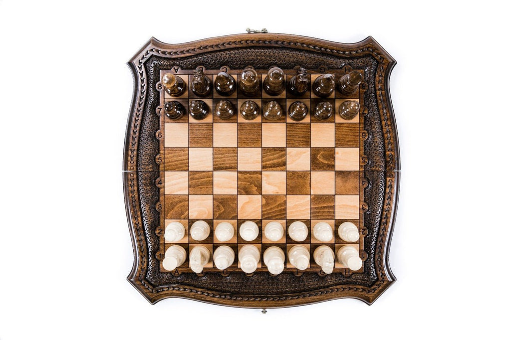 Carved Style Chess Set & Backgammon 40 cm | 15.7" - Unumperfectus