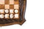 Carved Style chess and backgammon set - board surface detail