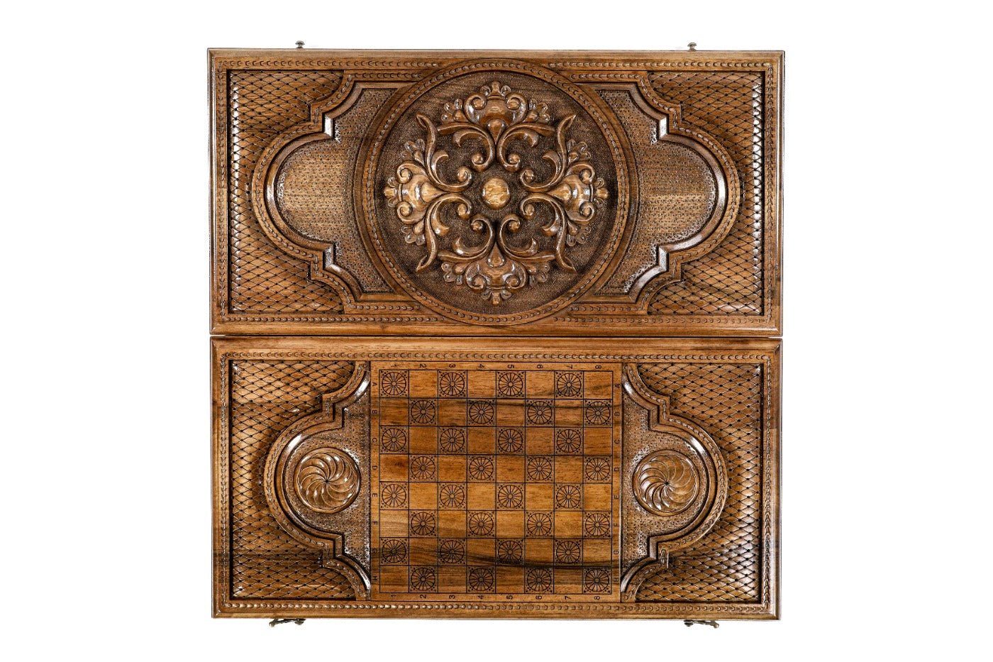 Backgammon Board - Ornamental Heritage Wooden Design - Unumperfectus