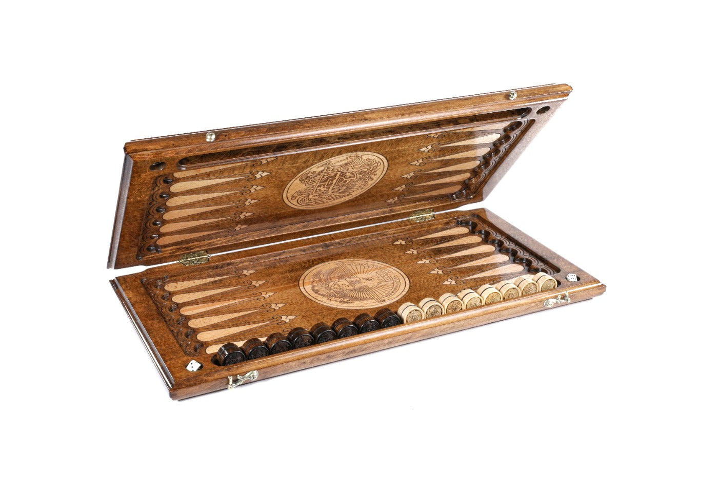 Backgammon Board - Armenia & Artsakh Coat of Arms Wooden Design