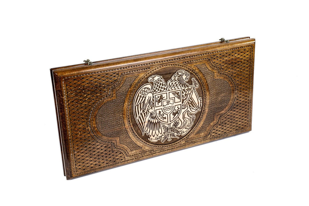 Backgammon Board - Armenia & Artsakh Coat of Arms Wooden Design - Unumperfectus