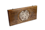 Armenia Artsakh Coat of Arms Design backgammon board - open board ready for play