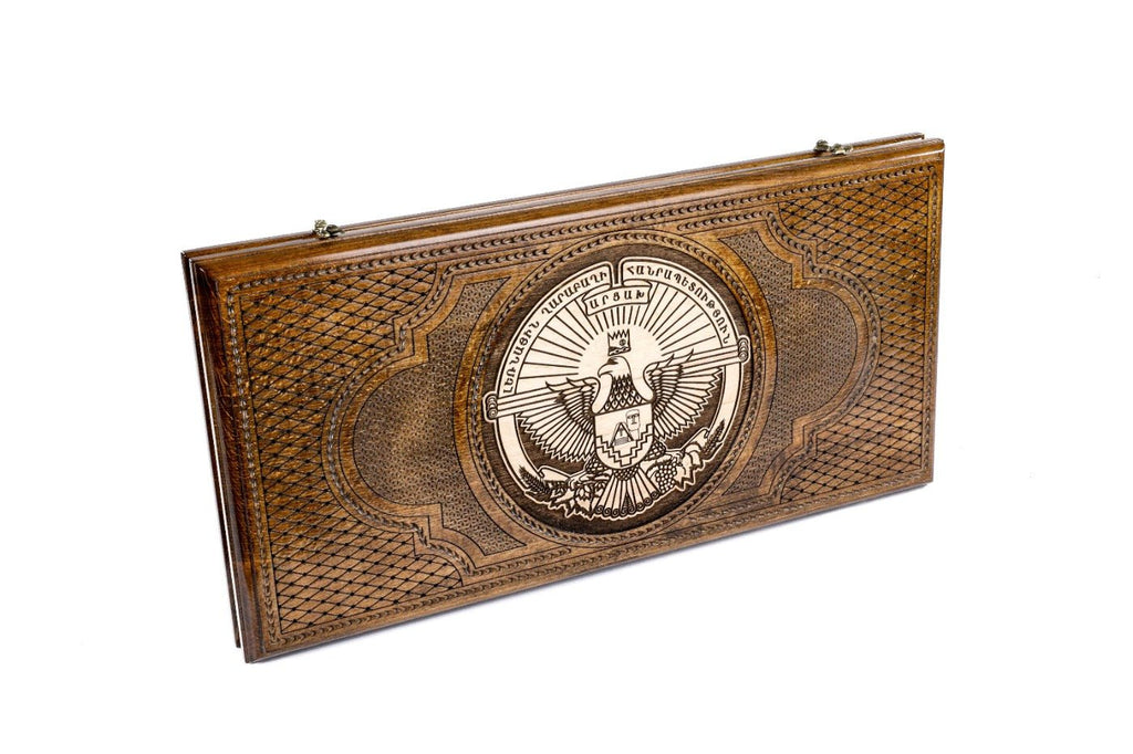 Backgammon Board - Armenia & Artsakh Coat of Arms Wooden Design - Unumperfectus