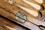 Armenia Artsakh Coat of Arms Design backgammon board - detail of the wood grain and finish