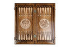 Armenia Artsakh Coat of Arms Design backgammon board - angled view