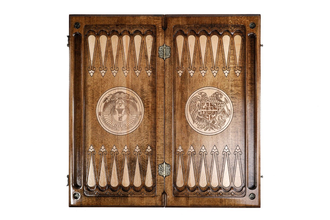 Backgammon Board - Armenia & Artsakh Coat of Arms Wooden Design - Unumperfectus