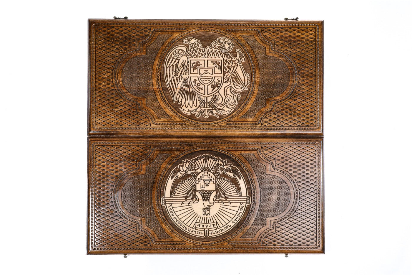Backgammon Board - Armenia & Artsakh Coat of Arms Wooden Design