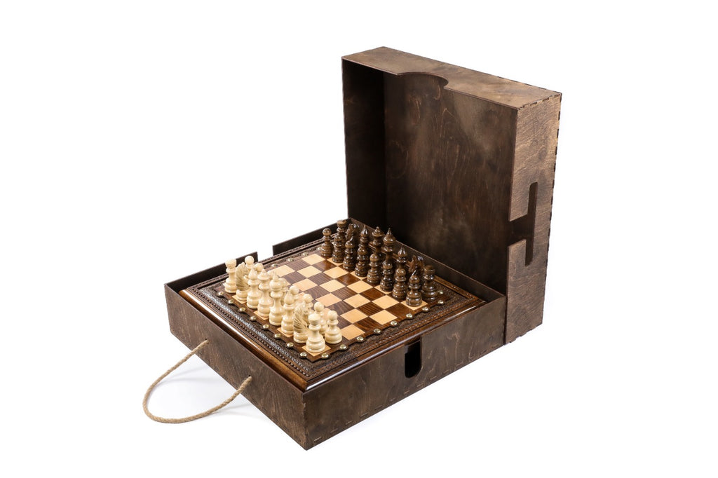 Square Chess Set with Bronze Legs – Wooden Chess Set - Unumperfectus