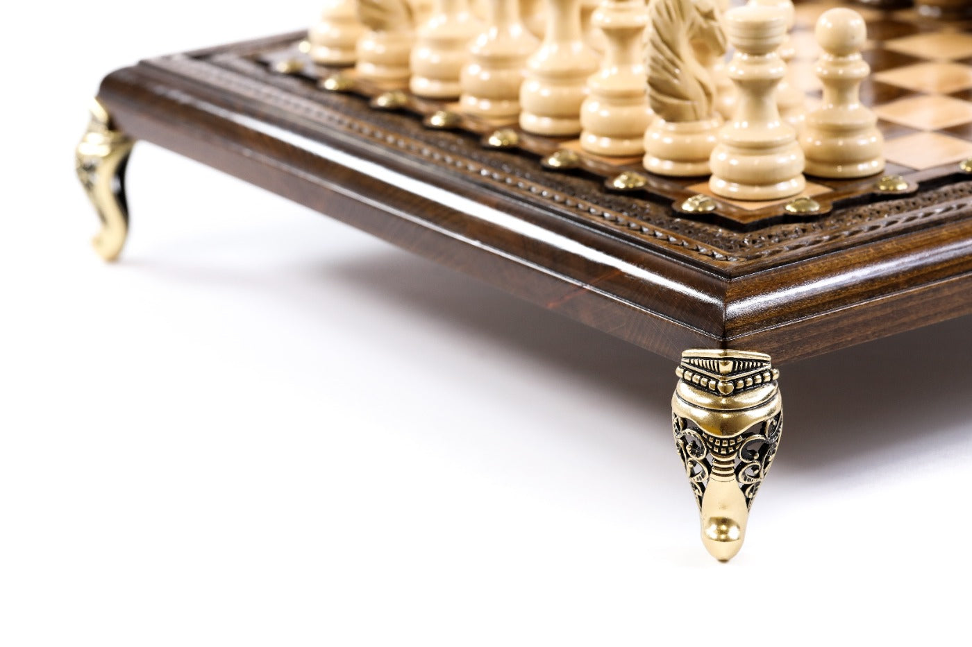 Square Chess Set with Bronze Legs – Wooden Chess Set - Unumperfectus