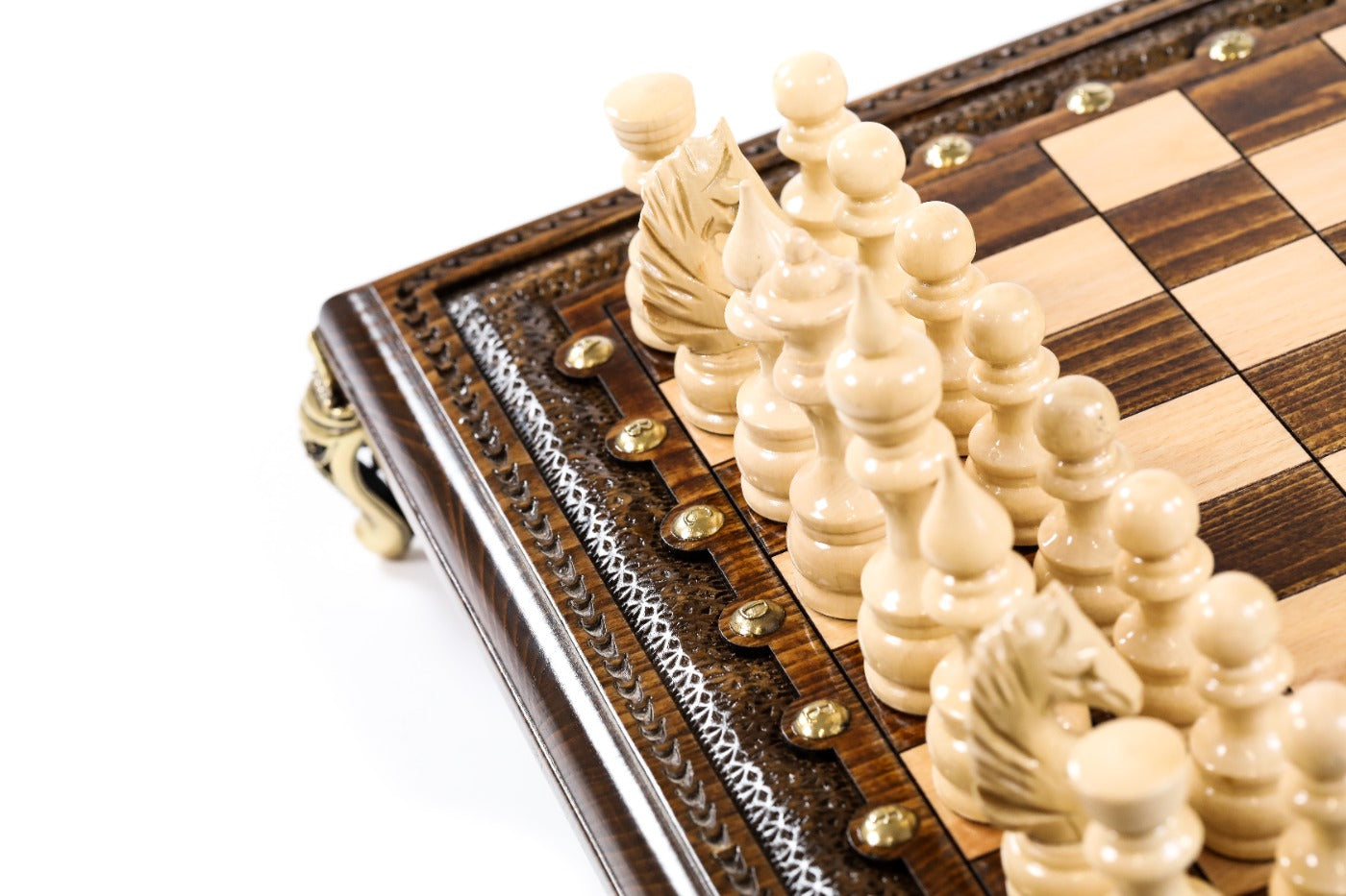 Square Chess Set with Bronze Legs – Wooden Chess Set - Unumperfectus