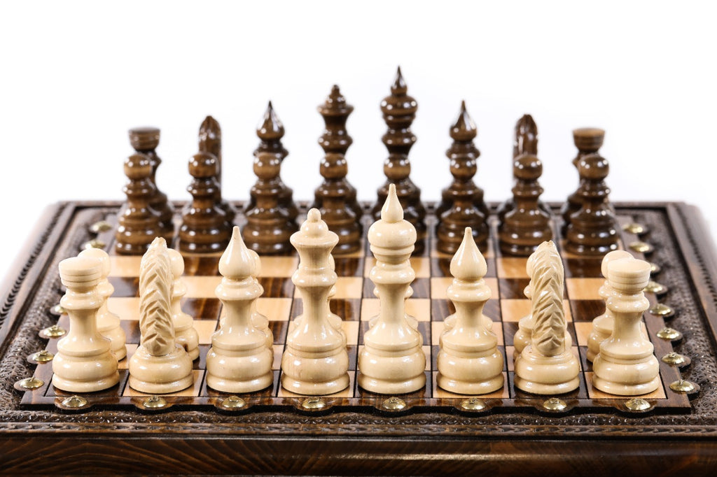 modern square chess board with metal legs design