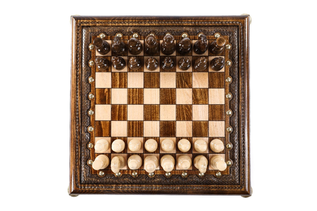 Square Chess Set with Bronze Legs – Wooden Chess Set - Unumperfectus