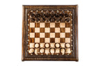 Bronze Legs wooden chess set in beech and walnut by Hrachya Ohanyan