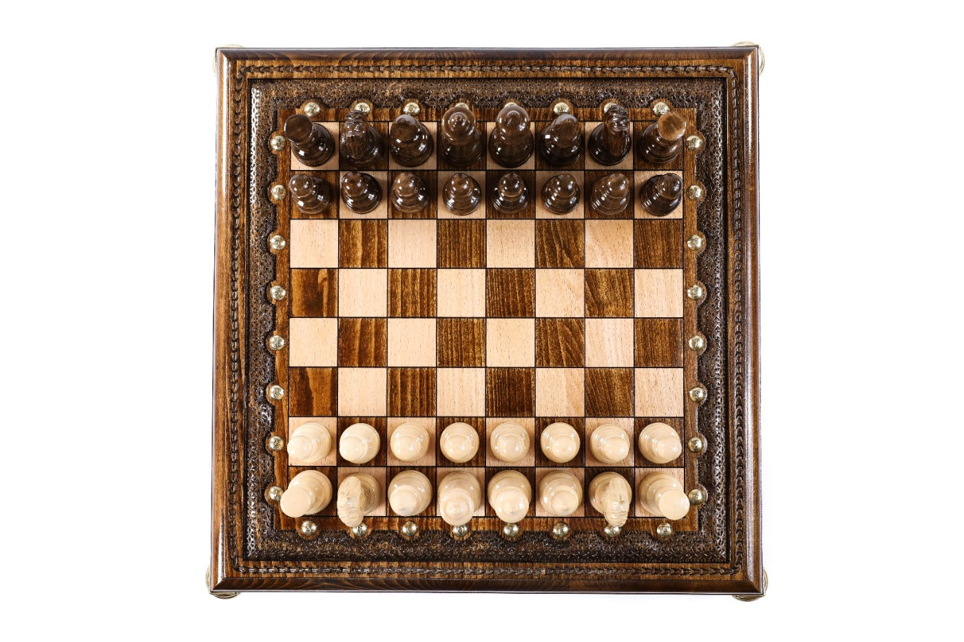 Square Chess Set with Bronze Legs – Wooden Chess Set - Unumperfectus