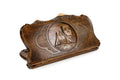 Front perspective of the sealed wooden backgammon case showcasing the Artsakh motif and Mount Ararat silhouette.