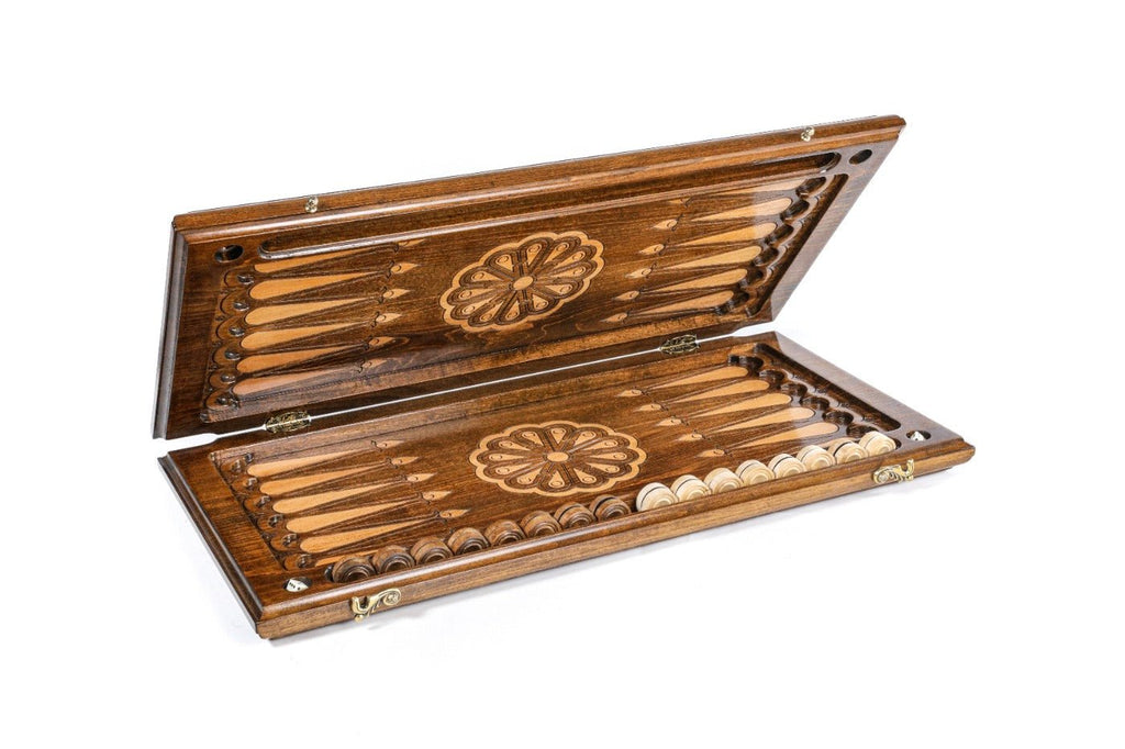 Wooden Carved Backgammon Board Ornamental 23.6" | 60 cm - Unumperfectus
