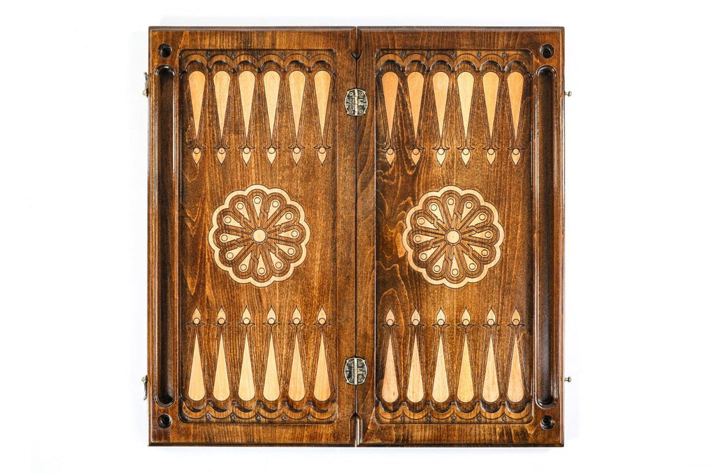 Wooden Carved Backgammon Board Ornamental 23.6" | 60 cm - Unumperfectus