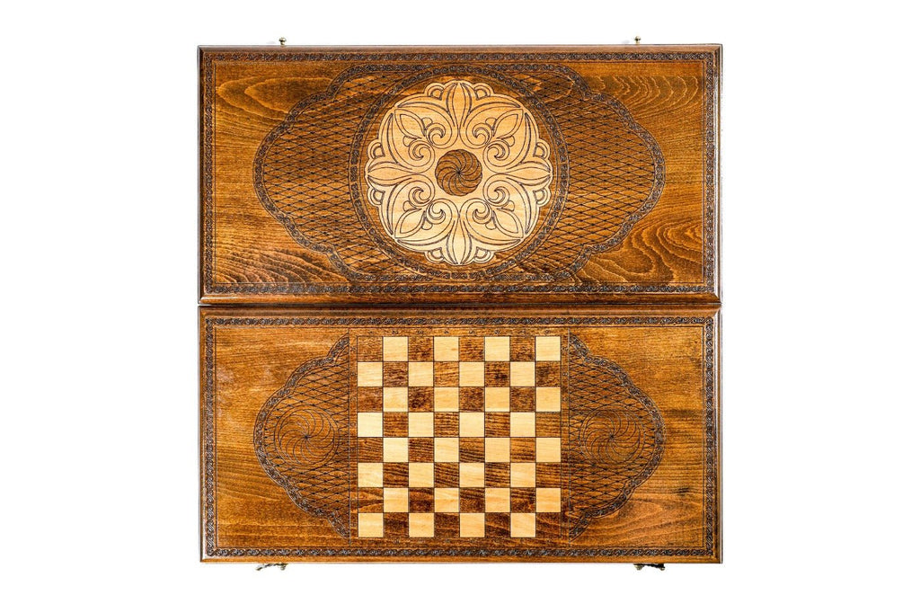 Wooden Carved Backgammon Board Ornamental 23.6" | 60 cm - Unumperfectus