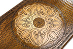 Large wooden backgammon set with decorative carved detailing