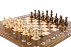 Wooden chess board featuring Mount Ararat carving and detailed craftsmanship