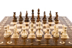 Premium handcrafted chess set with Armenian-inspired artwork and elegant finish