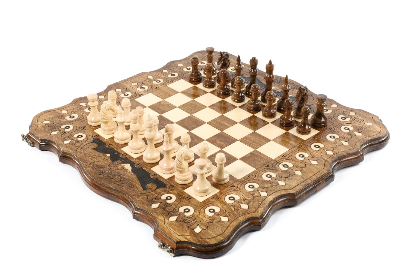 Large handmade Armenian chess set with Ararat custom contour design 23.6 inch