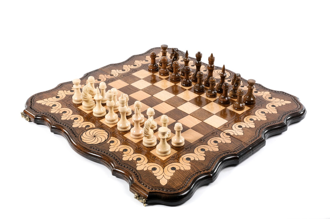 Handmade wooden chess set with Eternity design 23.6 inch