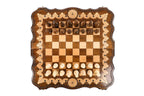 Armenian Eternity chess and backgammon set - chess pieces set up for play