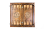 Carved Chess Eternity Patterns / chess and backgammon set - corner detail of the board