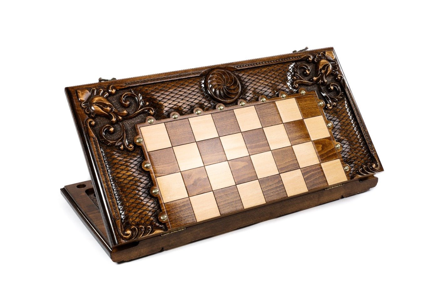 Wooden Carved Chess & Backgammon With Eternity Patterns 50 cm / 19.7" - Unumperfectus
