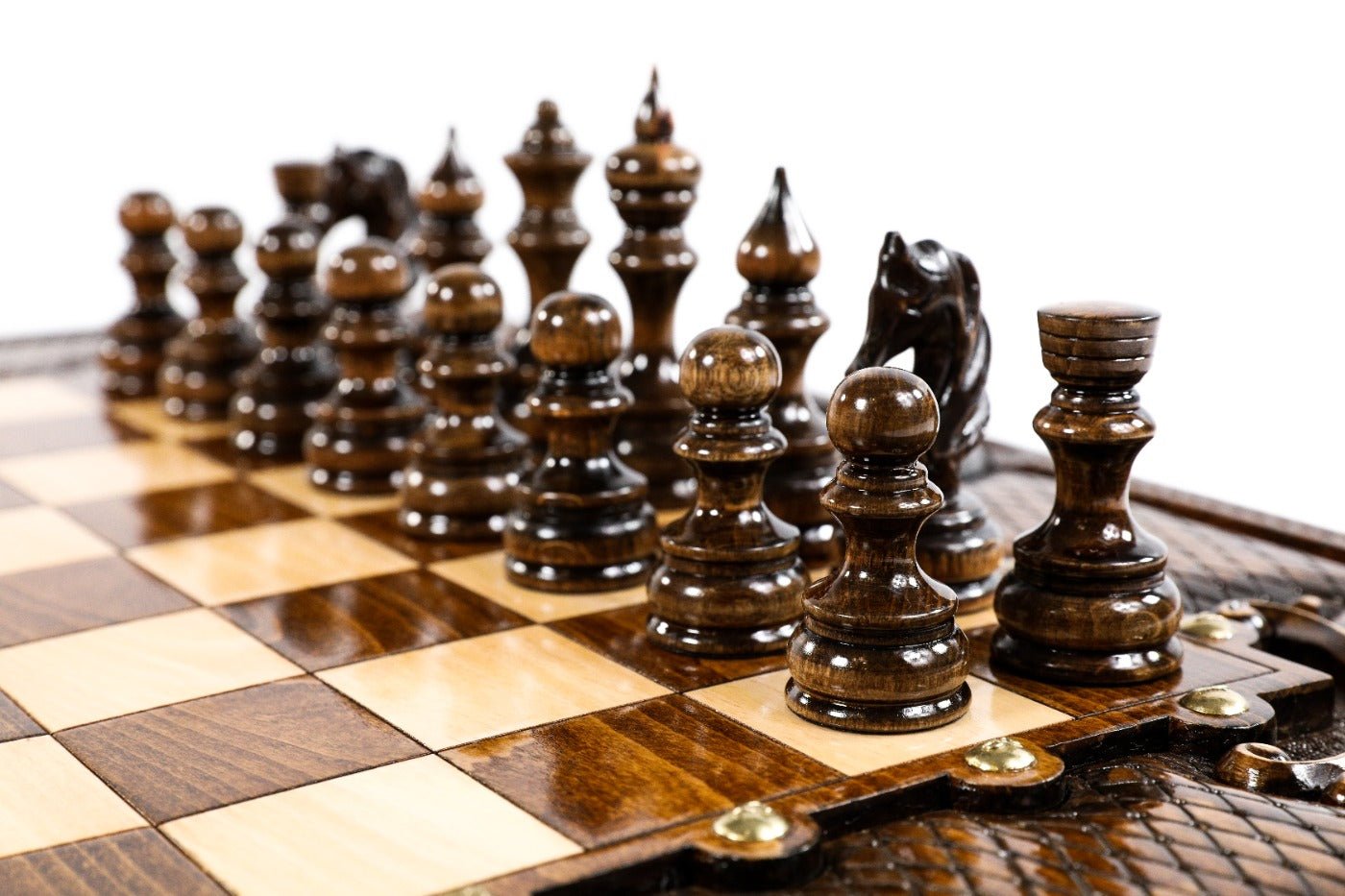 Wooden Carved Chess & Backgammon With Eternity Patterns 50 cm / 19.7" - Unumperfectus