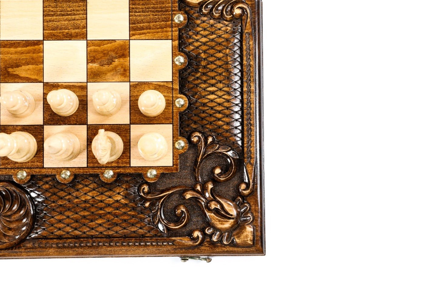 Wooden Carved Chess & Backgammon With Eternity Patterns 50 cm / 19.7" - Unumperfectus