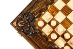 Carved Chess Eternity Patterns / chess and backgammon set - close-up of the playing squares