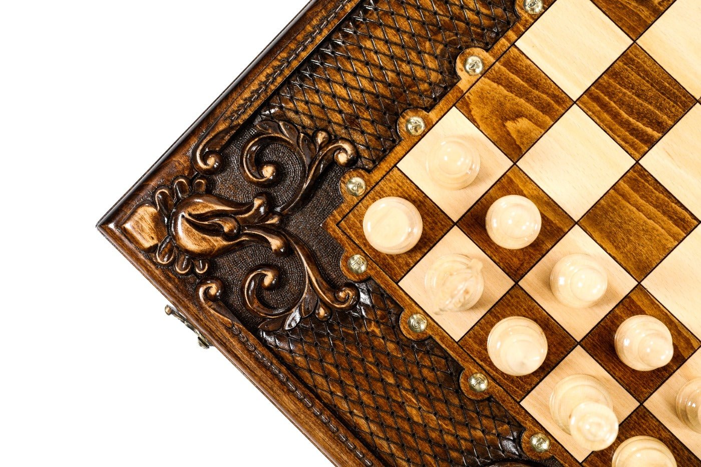 Wooden Carved Chess & Backgammon With Eternity Patterns 50 cm / 19.7" - Unumperfectus