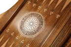 Ornamental Snowflake Mount Ararat Classic backgammon board - carrying case and accessories