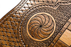 Ornamental Snowflake Mount Ararat Classic backgammon board - side profile showing the craftsmanship