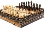 Handcrafted 19.7 inch chess board with sculpted braided frame design luxury edition