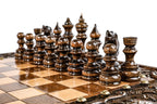 Carved Ornamental Braid Pattern / chess and backgammon set - angled view showing the craftsmanship