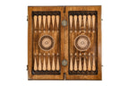 Carved Ornamental Braid Pattern / chess and backgammon set - corner detail of the board
