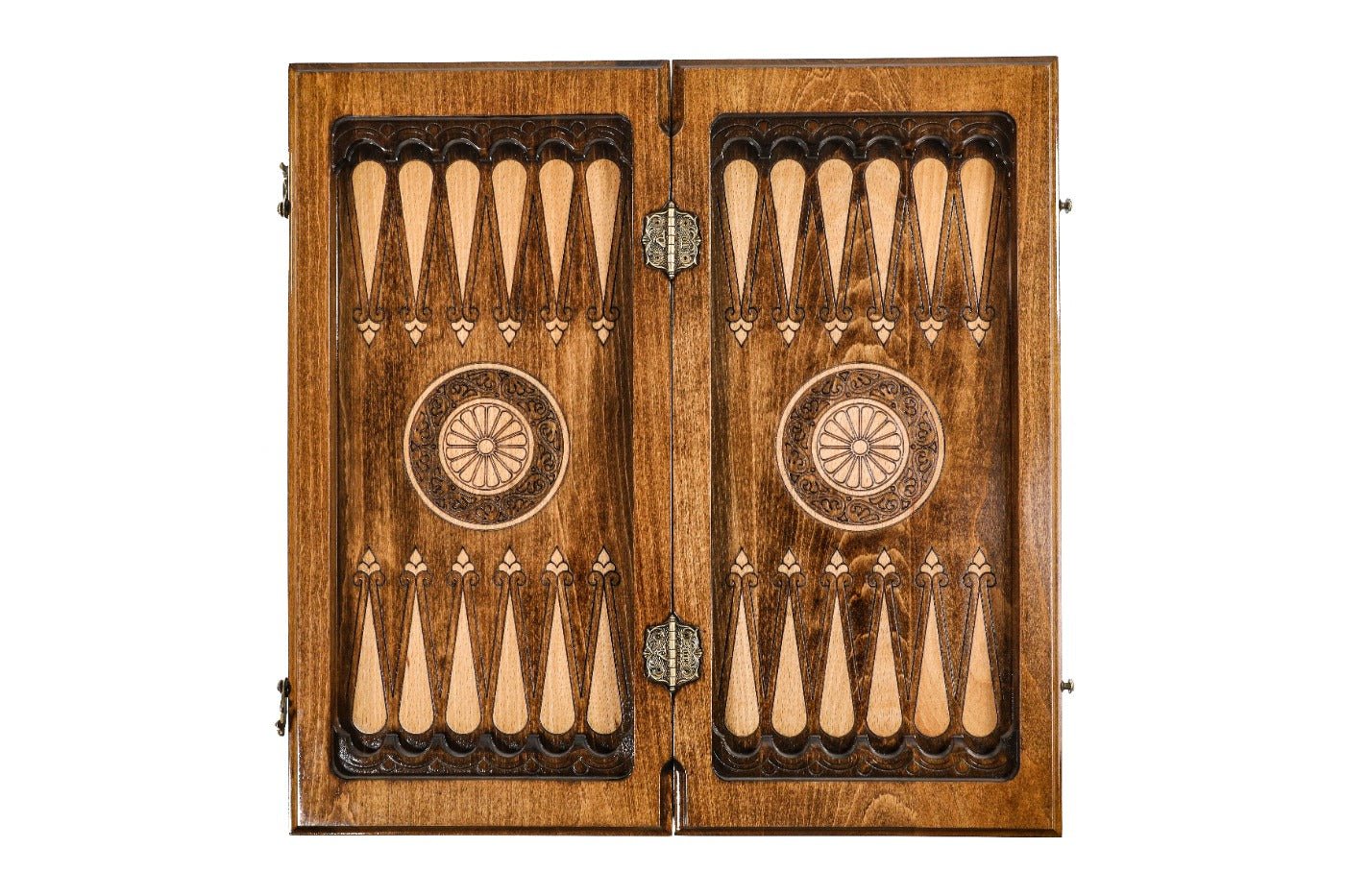 Wooden Carved Chess Set & Backgammon Ornamental Braid Pattern 50 cm / 19.7" - Unumperfectus