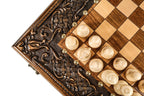 Carved Ornamental Braid Pattern / chess and backgammon set - close-up of the playing squares