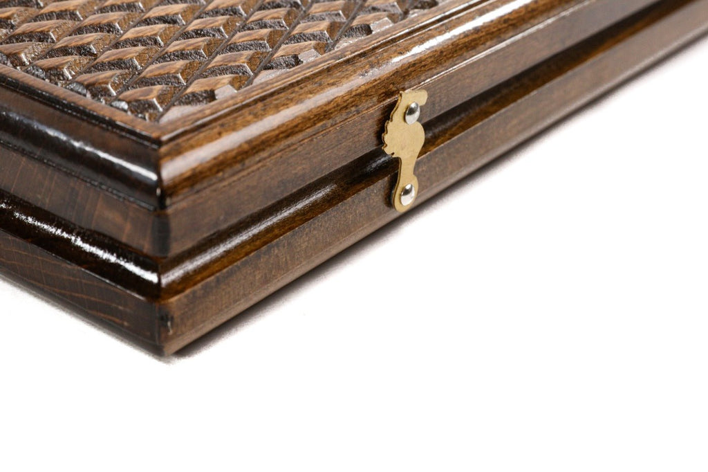 Wooden Carved Backgammon Board Lion 23.6" | 60 cm - Unumperfectus