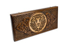 Carved Lion backgammon board in wood by Hrachya Ohanyan