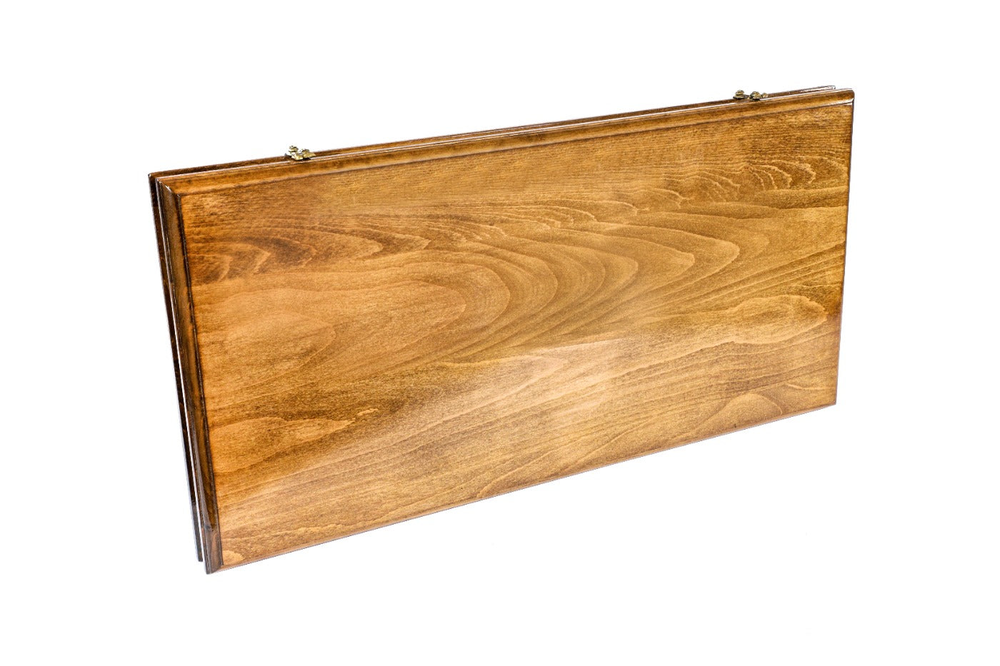 The interior view of the open board highlighting the mirror-polished playing field and precision pips.